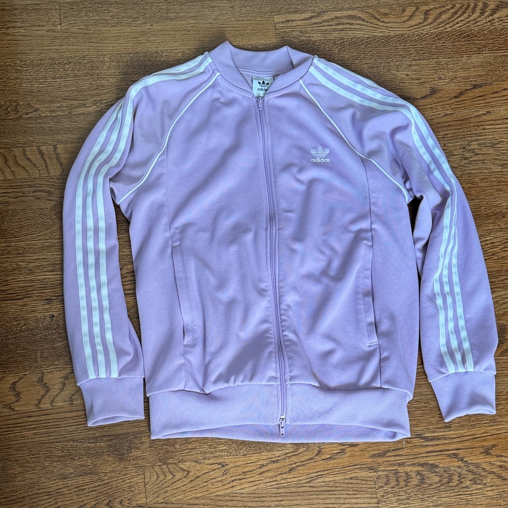 adidas Pastel Lavender Track Jacket with White Stripes